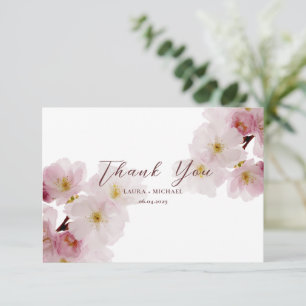 Carte De Remerciements Fleurs de cerisier rose pâle romantique