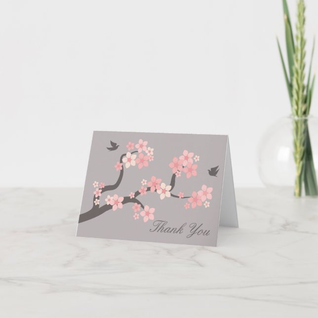 Carte De Remerciements Fleurs de cerisier roses/carte de remerciements (Devant)