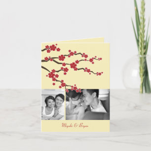 Carte De Remerciements Fleurs de cerisier rouge Sakura Elegant Mariage as