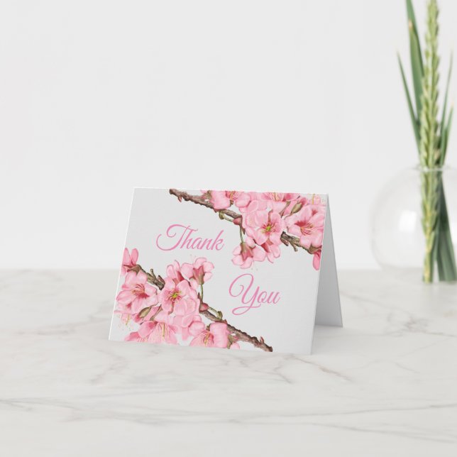 Carte De Remerciements Fleurs de cerisiers de printemps (Devant)