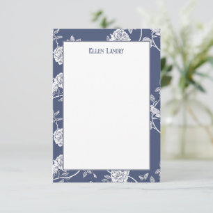 Carte De Remerciements Fleurs de Chinoiserie Bleue