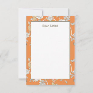 Carte De Remerciements Fleurs de Chinoiserie orange