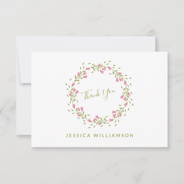 Carte De Remerciements Fleurs de jardin rose rustique Fête des mariées pe (Devant)