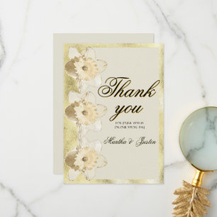 Carte De Remerciements Fleurs de jonquille élégantes personnalisées avec