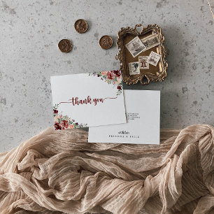 Carte De Remerciements Fleurs de l'été rustique calligraphiées mariage pl
