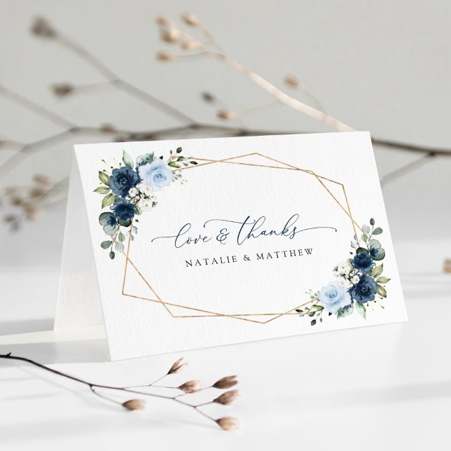 Carte De Remerciements Fleurs de marine, Fleurs bleues, Boho, Mariage flo (Créateur téléchargé)
