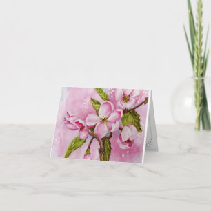 Carte De Remerciements Fleurs de pomme rose en aquarelle