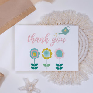 Carte De Remerciements Fleurs de printemps Baby shower papillon rose
