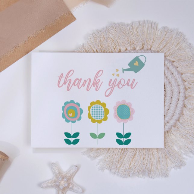 Carte De Remerciements Fleurs de printemps Baby shower papillon rose (Créateur téléchargé)