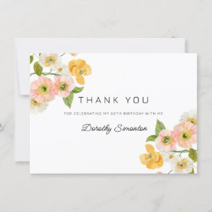 Carte De Remerciements Fleurs de printemps colorées 90e anniversaire