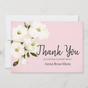 Carte De Remerciements *~ Fleurs de Rose de Plage Blanche Bourgeons Showe