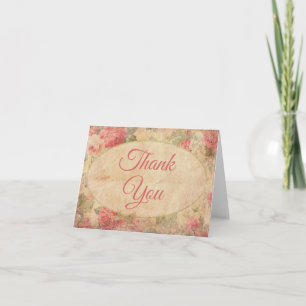 Carte De Remerciements Fleurs de roses roses florales Vintages Roses Mari