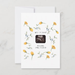 Carte De Remerciements Fleurs de soleil, baies et Baby shower de feuillag