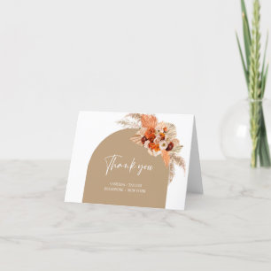 Carte De Remerciements Fleurs de terre cuite orange rose beige arche rust