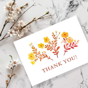 Carte De Remerciements Fleurs Délicates Élégant Minimaliste Sur Mesure