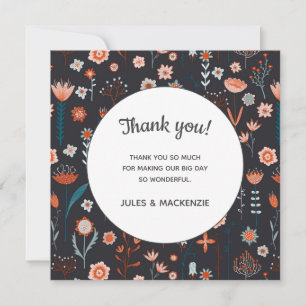 Carte De Remerciements Fleurs d'été scandinaves Boho foncé 
