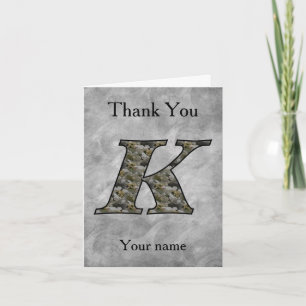 Carte De Remerciements Fleurs d'hortensia à monogramme initial K Personna