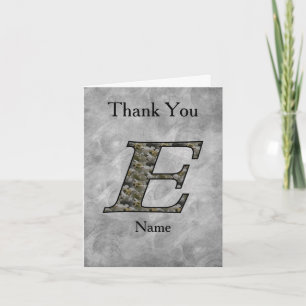 Carte De Remerciements Fleurs d'hydrangea avec initiale de monogramme E P