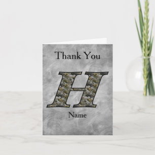 Carte De Remerciements Fleurs d'hydrangea personnalisées avec initiale de