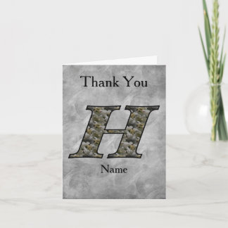 Carte De Remerciements Fleurs d'hydrangea personnalisées avec initiale de