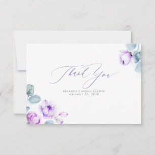 Carte De Remerciements Fleurs élégantes de couleur violet poussiéreux pet