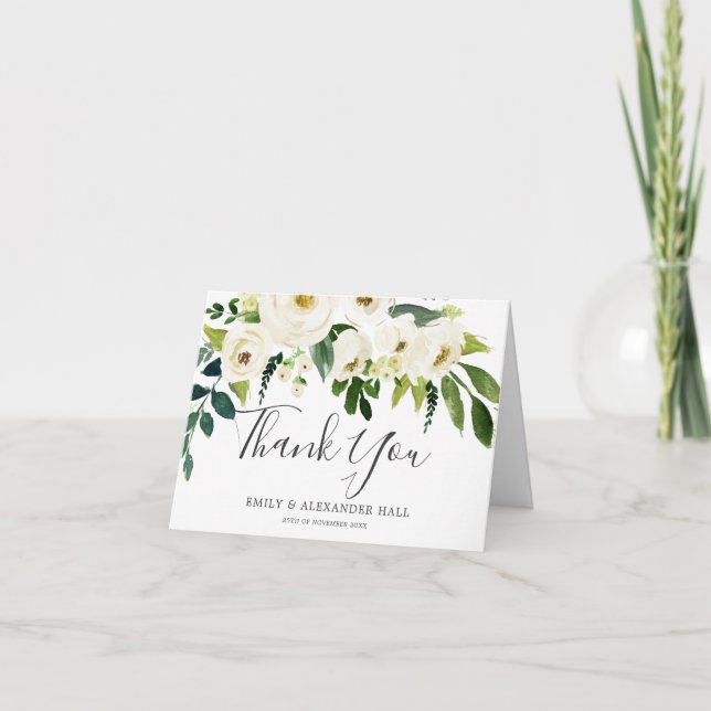 Carte De Remerciements Fleurs en fleurs blanches toutes les occasions Mar (Devant)