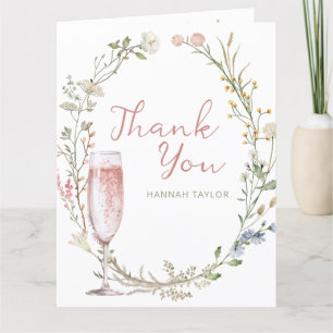 Carte De Remerciements Fleurs et Prosecco Baby Shower Fleurs sauvages