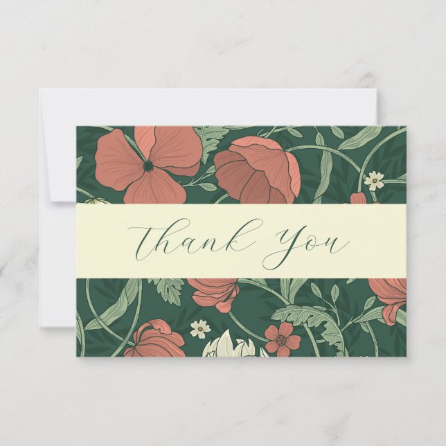 Carte De Remerciements Fleurs et vignes élégantes (Devant)