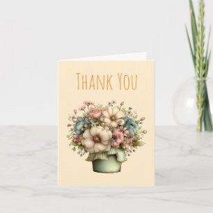 Carte De Remerciements Fleurs Fantaisistes dans un Pot de Fleuriste Migno