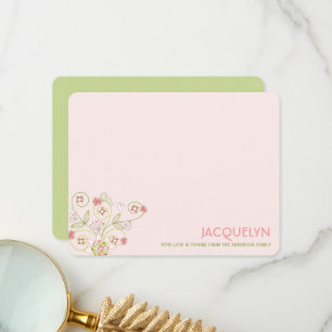 Carte De Remerciements Fleurs florales roses Whimsical Chic Baby shower f