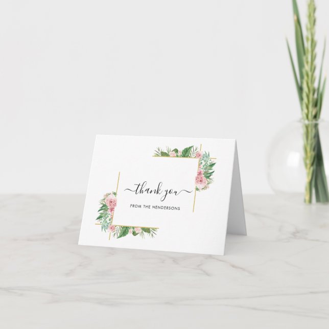 Carte De Remerciements Fleurs Funéraire Mémorial Mariage Shower Plié (Devant)