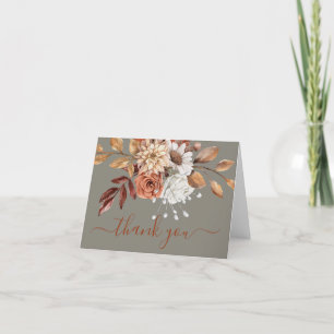 Carte De Remerciements Fleurs grises d'automne