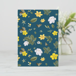 Carte De Remerciements Fleurs jaunes et roses blanches