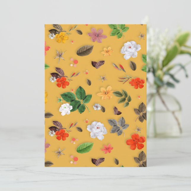 Carte De Remerciements Fleurs jaunes et roses blanches 20 (Debout devant)