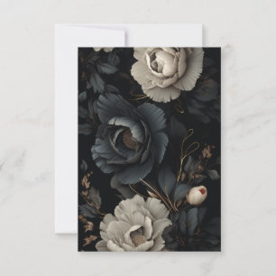 Carte De Remerciements Fleurs noires et blanches