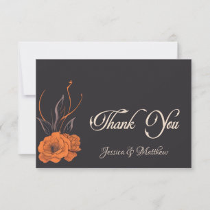 Carte De Remerciements Fleurs Orange Élégant mariage minimaliste