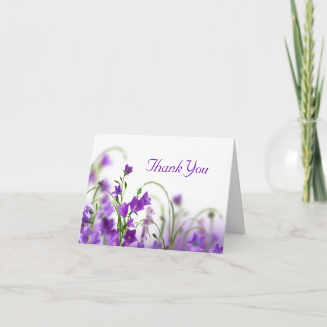 Carte de remerciements--Fleurs pourpres (Devant)