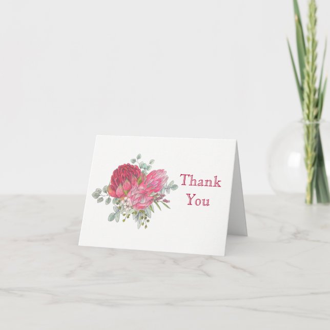 Carte de remerciements Fleurs Protea (Devant)
