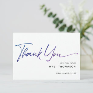 Carte De Remerciements Fleurs romantiques Fête des mariées de script mode