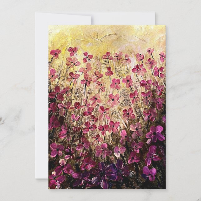 Carte De Remerciements Fleurs roses (Devant)