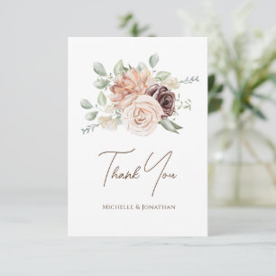 Carte De Remerciements Fleurs roses douces vertes Mariage floral