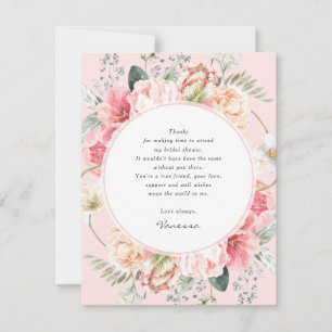 Carte De Remerciements fleurs roses élégantes botaniques florales