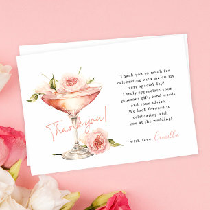 Carte De Remerciements Fleurs roses et prosecco pour une baby shower de m