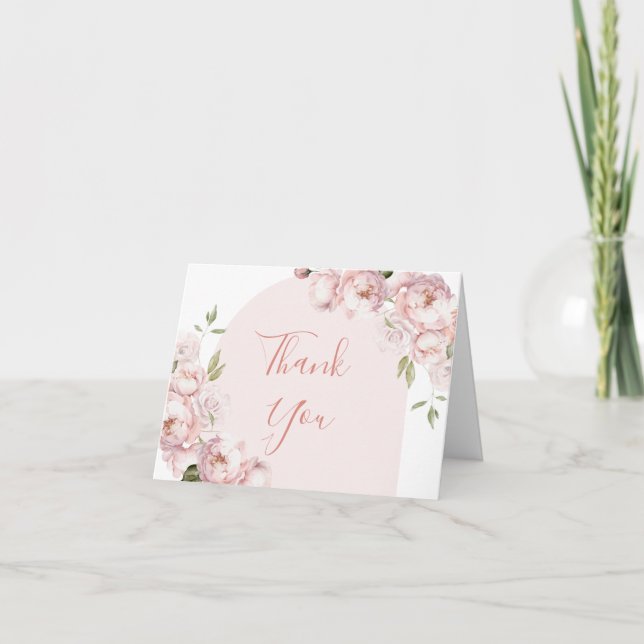 Carte De Remerciements Fleurs roses Fille Baby shower bébé en fleur plié (Devant)