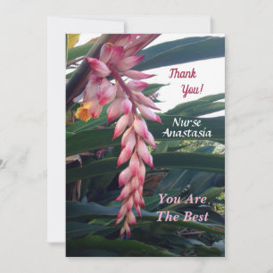 Carte De Remerciements Fleurs roses tropicales Infirmière Docteur Employé