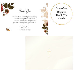 Carte De Remerciements Fleurs rustiques Baptême chrétien orthodoxe