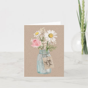 Carte De Remerciements Fleurs rustiques de pot de toile de jute et de