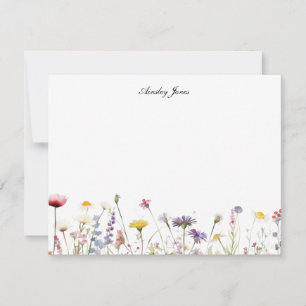 Carte De Remerciements Fleurs sauvages aquarelle personnalisées Plate Mer