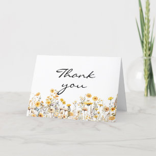 Carte De Remerciements Fleurs sauvages blancs de prairie jaune
