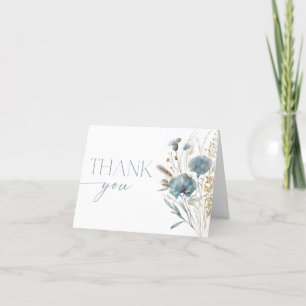 Carte De Remerciements Fleurs sauvages bohèmes bleu poussiéreux 
